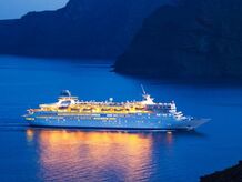 Luxury cruise ship at night